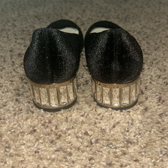 Anne Klein Hayden Block Heel Black Satin
Fabric w/Gem Jeweled Embellished Heel - Picture 6 of 12